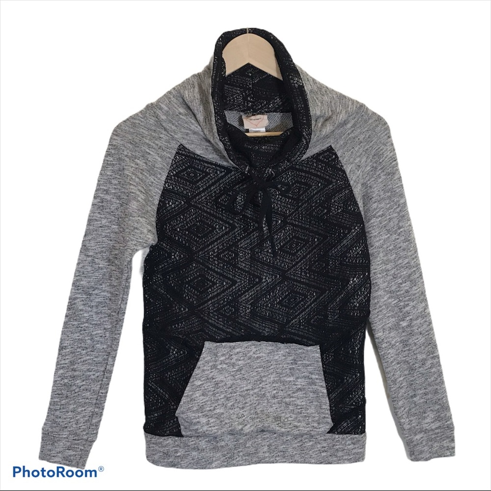 Self Esteem Funnel Neck Sweater with Lace Sz M